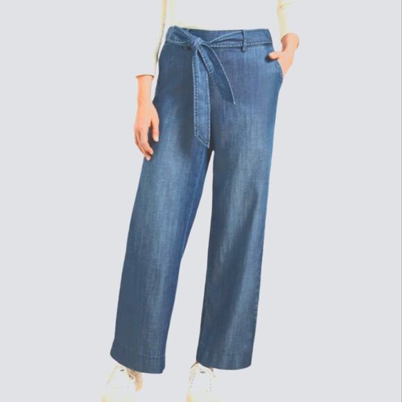 Talbots Wide Leg Light Wash Chambray Super Soft Pants Plus Size 16 - Picture 1 of 9